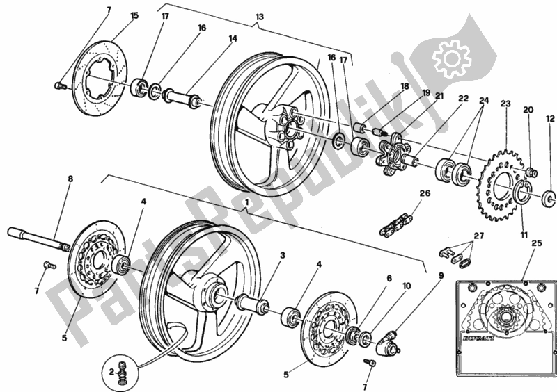 All parts for the Wheels Dm 009457 of the Ducati Supersport 750 SS 1993